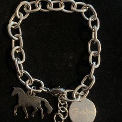 Cavalia Horse Charm Bracelet Silver 8”