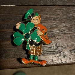Vintage Bob Mackie Leprechaun Woman’s Broach 