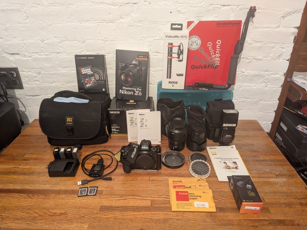 Nikon Z6 With 2 Lenses, Flash, Rode Mic, Bag, and accessories