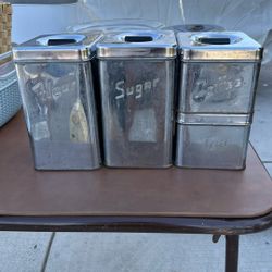 Vintage Set Masterware Canette ChromeCanisters