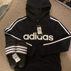 Adidas Hoodie Youth 10-12 & Slides 6y