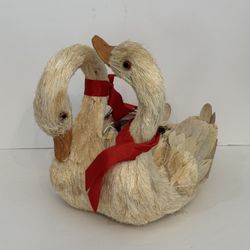 Vintage Bottlebrush Double Swan Planter 