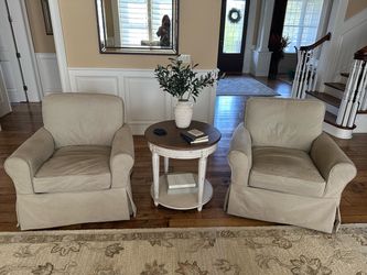 2- Grandin Road slip-covered rocker chairs