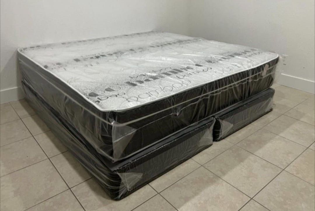 New KING SIZE MATTRESS PILLOW TOP WITH BOX SPRING INCLUDED FREE BOX SPRING New Mattress King Size 
