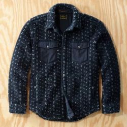 L.L.Bean x Todd Snyder Hi-Pile Sherpa Snap-Front Shirt Jacket in Birdseye Navy