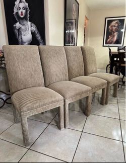4 Upholstered High-Back Dining Chairs- Good Condition