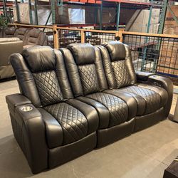 Top Grain Leather Power Recliner Sofa - Transformer Collection 