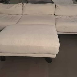 White Couch With Chaise And Risers 