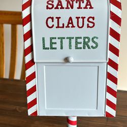 Santa Claus metal letters mailbox  sized for tabletop or mantle  15” high 