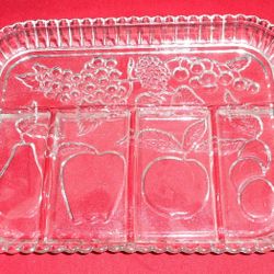 Vintage Relish Tray- Clear Glass