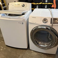Washer + Dryer Set – LG Top Load Washer & Samsung Front Load Dryer