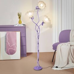 67" Flower Floor Lamp Purple Flexible Gooseneck Living Room Bedroom Office