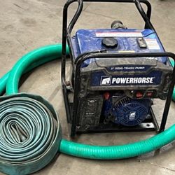 powerhouse trash pump 2" with pvc hose and rubber hoses 