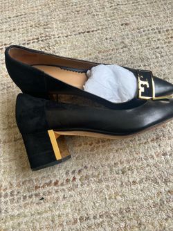 Tory Burch Black Leather Block Heel Pumps