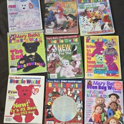 Ty Vtg. Beanie Babies Beth's Beanie World Magazines Lot Of 9 Used Very Rare!
