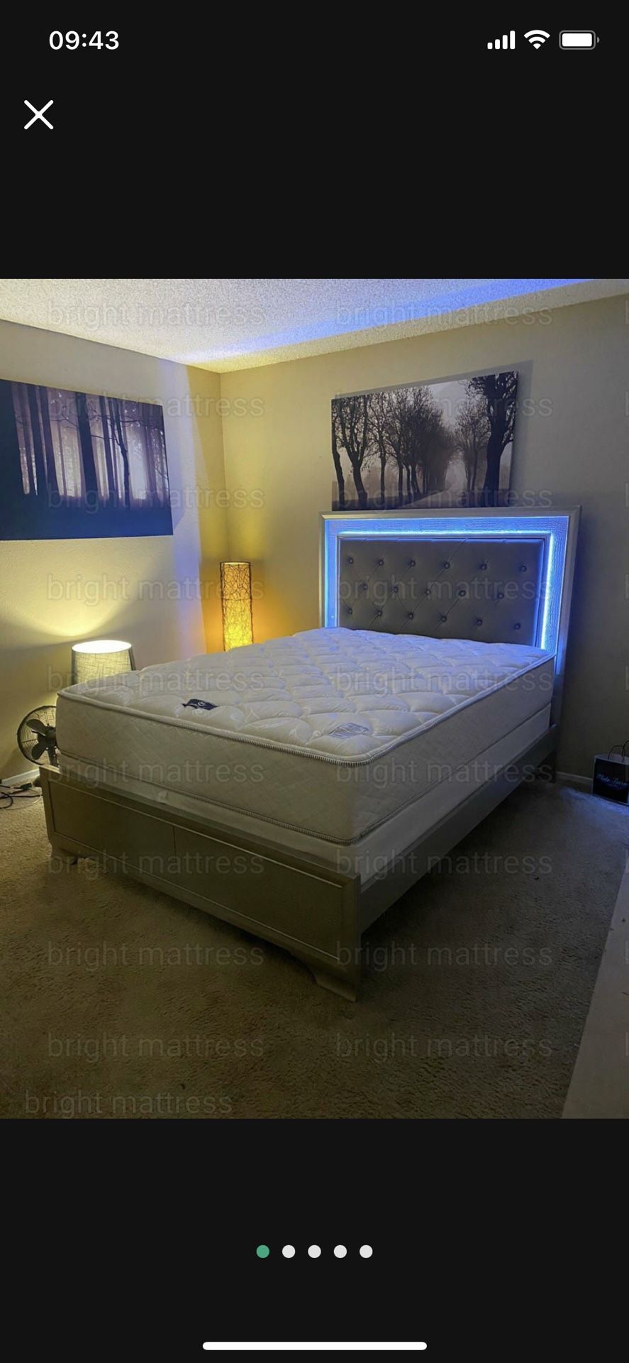 🛏 ⚡️QUEEN BED FRAME LYSSA $475 WITH LED Mattress NOT included 💥 KING $590⚡️💥