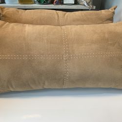 Set of 2 Pottery Barn Tan Beige Faux Suede Throw Pillows