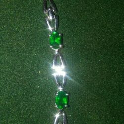 Emerald Bracelets. Sterling silver. Real Emerald