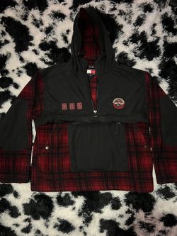 Like New Tommy Hilfiger Flannel Pull Over Hoodie