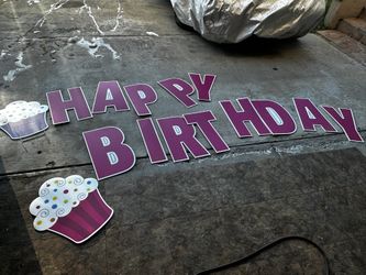 Happy Birthday Lawn Sign With Stakes 
