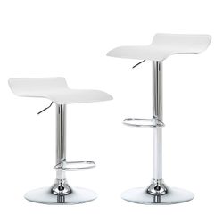 1081 Contemporary Chrome Air Lift Adjustable Swivel Bar Stool, Set of 2, White
