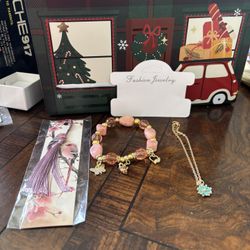 3 Pieces Set New Bracelet, Necklace And Bookmark With Tassel
