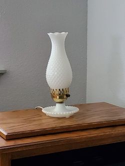 Vintage White Milk Glass Hobnail Lamp
