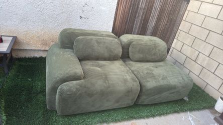 Corduroy Modular  sectional Sofa ,Sage Green SMZO 2-Piece