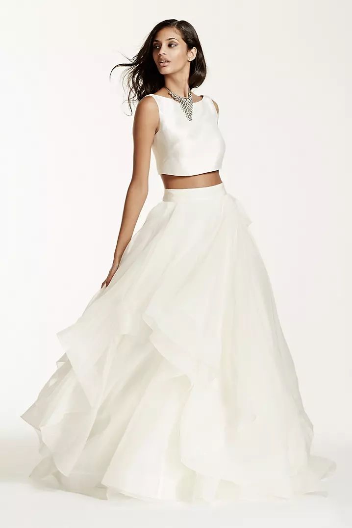 Two Piece Sleeveless White Wedding Dress