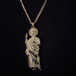 Gold Plated San Judas Pendant With Chain