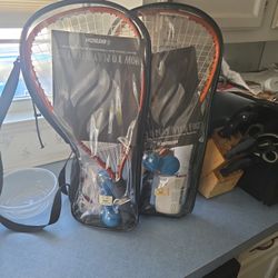 2 racquetball, rackets, or possibly pickleball. Rackets, you get 'em both for thirty bucks