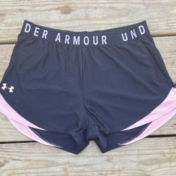 Under Armour Women's Size L Athletic Shorts Loose Heatgear Black Pink