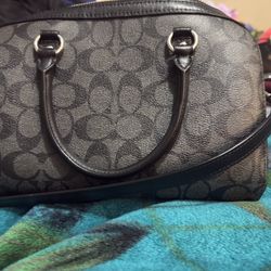 Classic  Coach Rowan Satchel in Signature Canvas – Charcoal/Black