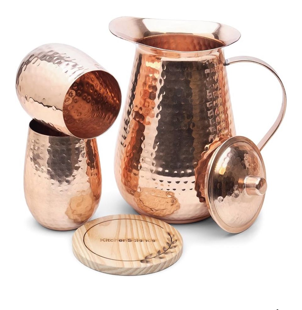 Stunning Copper Water Pitcher Set