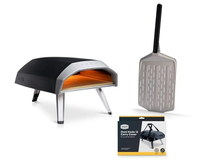 Ooni Koda 12 Portable Gas Pizza Oven - Pro Pizza Oven Bundle - 12" Perforated Pizza Peel and Koda 12 Cover