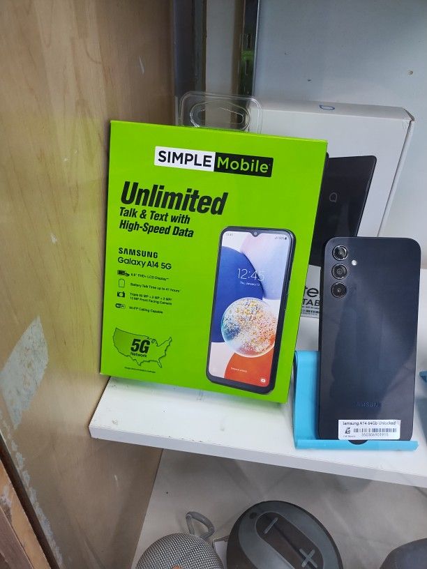 Brand new in box A 14 5G never used with all original accessories and warranty with a free month and free activation 😄