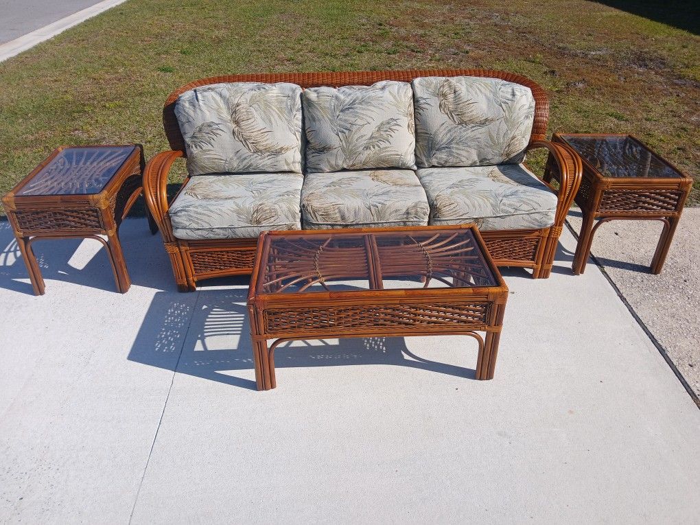 Natural Rattan Patio Set