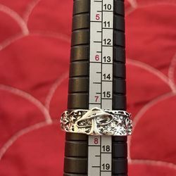 Fashion Silver Cottagecore Mushroom Ring Size 7.5