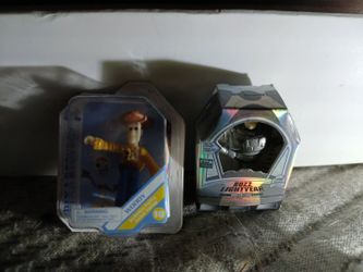 Toy Story Woody &  chrome rare Buzz Lightyear Mini Figures