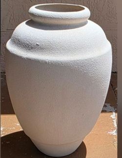 Large round floor stone white vase