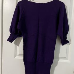 Purple longline sweater/tunic sweater/body-con dress (size S)