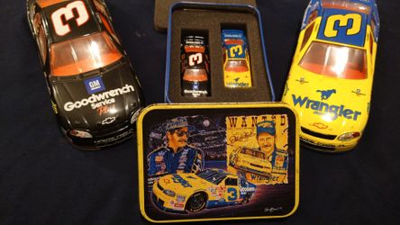 2000 Dale Earnhardt # 3 diecast 1;24 (No Boxes) and 1:64 scale Wrangler Goodwrench Chevrolet in their original Tin