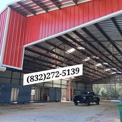 Metal sheet building, carport, concrete