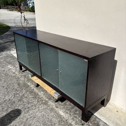 Nice Credenza TV Console Wood Glass Shelving