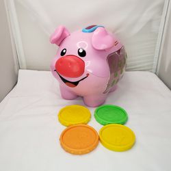Fisher-Price laugh & learning piggy bank with coins. 