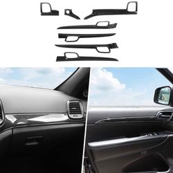 Open Box CheroCar for Jeep Grand Cherokee Dashboard Panel Trim & Door Handle Cover Kits Interior Accessories for 2011-2020 Jeep Grand Cherokee, Carbon