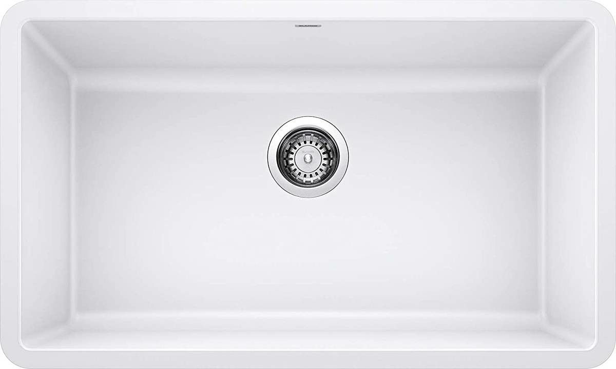 Kitchen Sink in White/PRECIS Undermount Granite Composite 30 in. Single