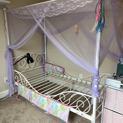 White Canopy Twin Bed Frame