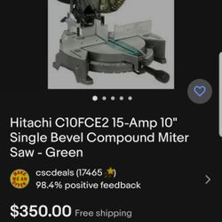 10 Inch Hitachi Compound Miter Saw - $50