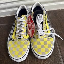 Vans Old Skool Multi Check Yellow Suede Canvas Men's US 4 and women’s 5.5
